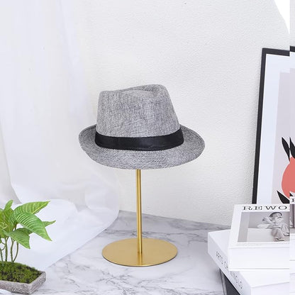 uxcell Metal Hat Display Stand 2 Pack Adjustable Tabletop Hat and Wig Rack Holder for Baseball Cap, Fedora Hat, Cowboy Hat - Gold