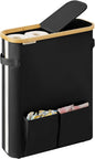 StorageWorks Toilet Paper Storage Baskets with Dual Flip Lids, Toilet Paper Organizer for Bathroom, Toilet Paper Container with Side Pocket, Holds 15 Mega or 20 Regular Rolls, Large, Black