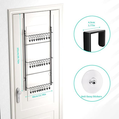 HapiRm Over Door Hat Rack - 3 Tier Wall Mounted Hat Organizer with 30 Movable Clips, Baseball Cap Organizer Storage Holds up to 30 Caps for Door, Bedroom, Closet