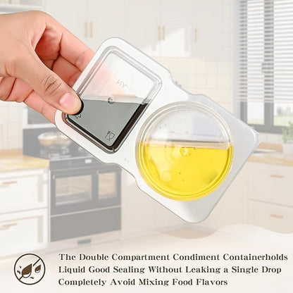 20 sets Reusable Snack Containers 2 Compartment Condiment Container With Lids Snackle Box Container Portion Control for Refrigeration Sauce,Outdoor Takeaway,Travel