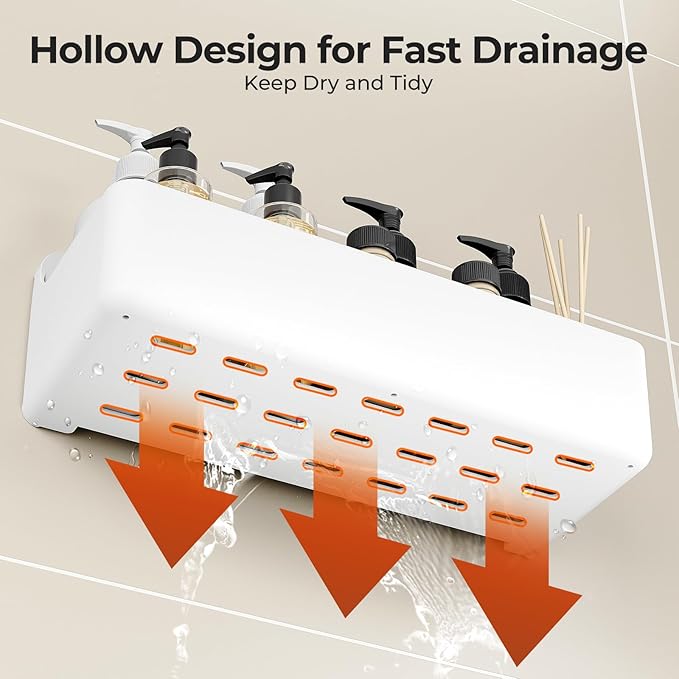 Orimade Shower Caddy 4-Pack, No-Drill Adhesive Shelves for Bathroom, Rustproof ABS Storage Organizer Set, White
