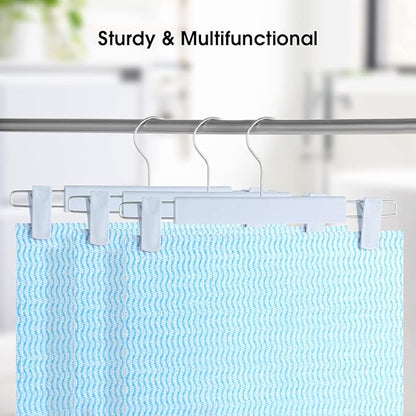 GUANJUNE Clothes Pants Hangers, Space-Saving Skirt Holders with 360 ° Swivel Hooks, Adjustable Clips, Trouser Hangers, Clothes Coat Garment Jeans Hangers (20 Pack, Blue)
