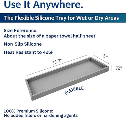 Spacewiser Countertop and Vanity Tray - 11.7" Silicone Bathroom Tray Countertop, Dish Soap Trays for Kitchen Counter, Sink Organizer Caddy Accessories, Toilet Plant Shower Makeup Mat Oil Holder