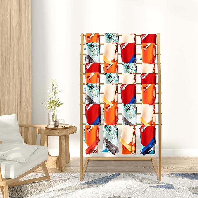 Scarf Display Stand, 10 Tier Metal Scarf Holder Organizer, Scarf Hanger Scarf Holder Scarf Organizer Belt Organizer Pants Rack Scarf Rack for Commercial Clothing Retail Store (Gold, 80cm)