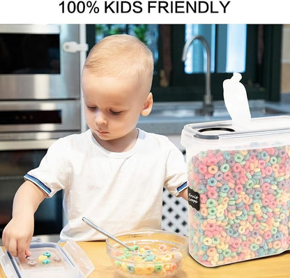 FOOYOO Cereal Containers Storage Set - 3 Piece Airtight Large Dry Cereal Container (135.2oz), BPA Free Dispenser Plastic Cereal Storage Containers with 16 Labels & Pen