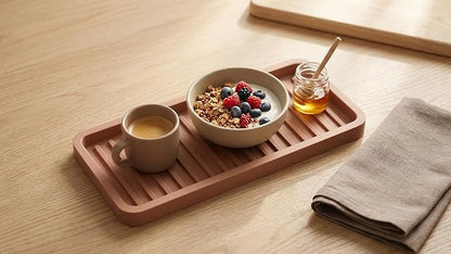 Silicone Sink and Surface Organizer Tray, Sponge Holder, Vanity Tray, Trivet, Heat Safe, Dishwasher Safe, for Bathroom and Kitchen Organization (Dark Chocolate, 9"x3.5")