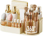 DASITON Large Capacity Makeup Organizer with 360° Rotating Makeup Brush Holder, Perfume and Skincare Storage Organizers for Vanity Bathroom Countertop, Cosmetic Display Case (Cream, 1 Tier)