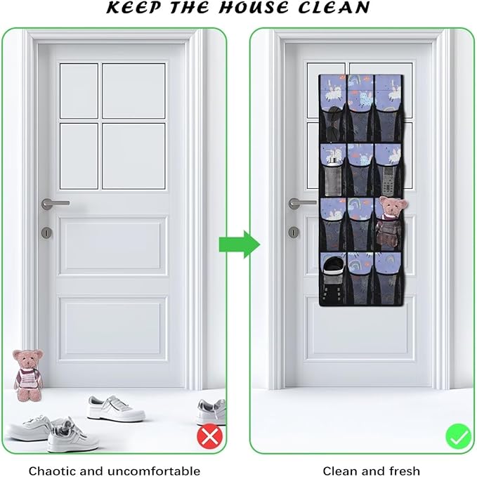 Cute Alpacas Shoe Organizer Over The Door Mesh Fabric Over The Door Shoe Organizer 12 Pockets Shoe Holder Hanger for School Easy to Install Wall Hanging Storage