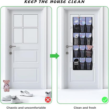Cute Alpacas Shoe Organizer Over The Door Mesh Fabric Over The Door Shoe Organizer 12 Pockets Shoe Holder Hanger for School Easy to Install Wall Hanging Storage