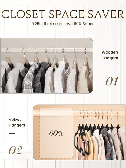 Smartor Velvet Hangers 40 Pack, Non Slip Clothes Felt Hanger Heavy Duty for Coat, Premium Slim Space Saving Suit Hangers for Closet Organizer, 360° Rotating Silver Hook Black