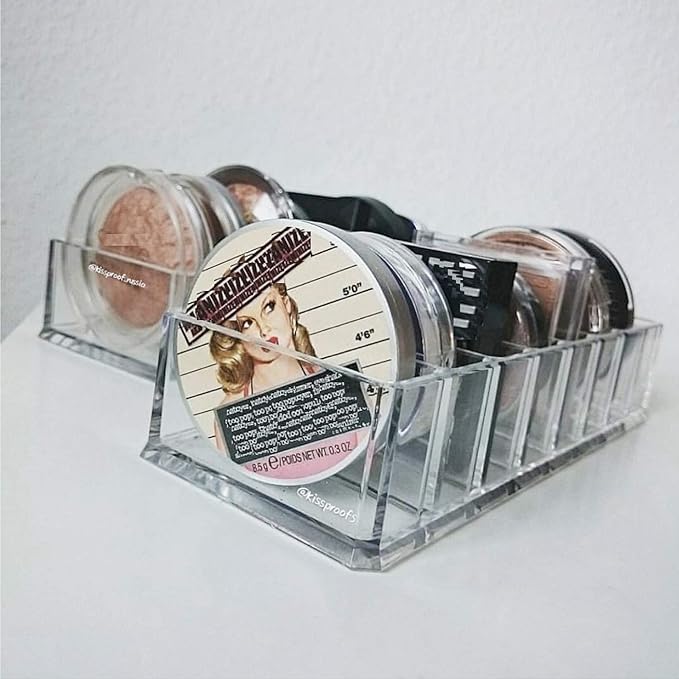 byAlegory Acrylic (Bronzer, Highlighter, Powder, Blush) Compact Makeup Organizer | 8 Space Cosmetic Storage (CLEAR)