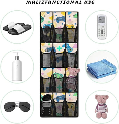 Generic Colorful Game Console Behind The Door Storage Waterproof Over Door Laundry Room Storage Organizer Having Multiple Independent Pockets and Compartments to Store A Variety of Items