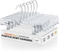 HOUSE DAY 100 Pack Skirt Hangers with Clips, Clear Plastic Pants Hangers with 2-Adjustable Clips，Non-Slip Clip Hanger for Pant, Skirts, Shorts, Bulk Retail Hanger