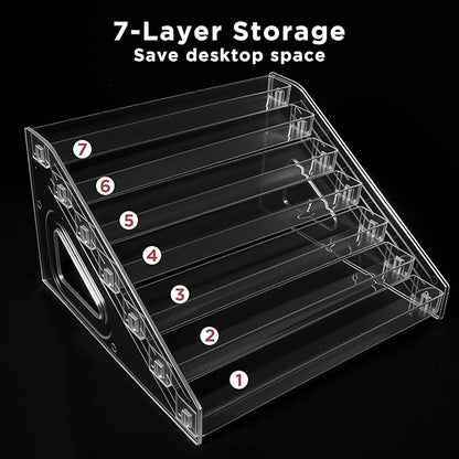 2 Pcs 7 Tiers Clear Essential Oils Nail Polish Organizer Acrylic Display Stands, Paint Organizer Rack, Acrylic Display Rack for Nail Polish, Sunglasses, Essential Oils, Eyeglasses and Makeup