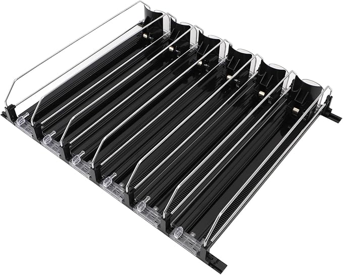Zerodis 6Pcs Fridge Drink Organizer, Can Water Bottle Drink Dispenser Automatic Beverage Pusher Beverage Thruster Beer Supermarket Shelf Thrusters Convenience Store Freezer (Black)
