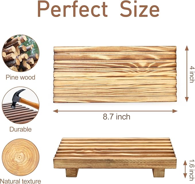 Small Wood Pedestal Stand for Bathroom Tray Kitchen Counter Decor Bathroom Sink Accessories Decorative Wooden Risers for Kitchen Soap Tray Vanity Bathroom Decor Dish Soap Holder Trays