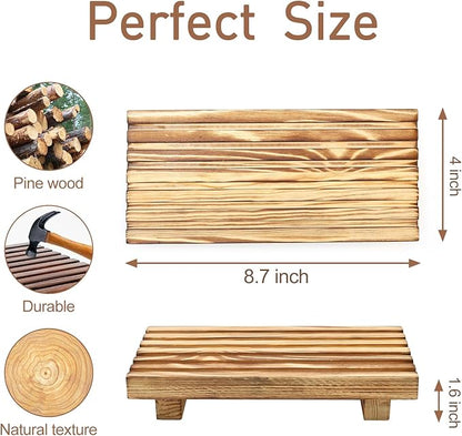 Small Wood Pedestal Stand for Bathroom Tray Kitchen Counter Decor Bathroom Sink Accessories Decorative Wooden Risers for Kitchen Soap Tray Vanity Bathroom Decor Dish Soap Holder Trays