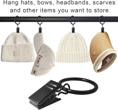 20 Hooks with Clips for Hat Rack