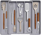 Lifewit Utensil Organizer for Kitchen Drawers, Expandable Cooking Utensil Tray, Adjustable Cutlery Silverware Flatware Holder, Plastic Spatula Tools Storage Divider, 11-18 x 14", Gray
