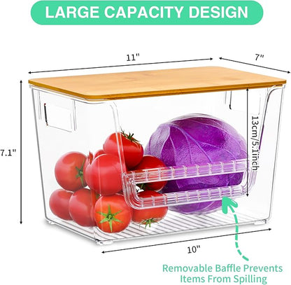 2 Set Pantry Organizers,Stackable Potato and Onion Storage Bins with Bamboo Lids,Trash Bag Dispenser for 4-13 Gal Bags,kitchen Countertop Organizer for Produce or Snacks