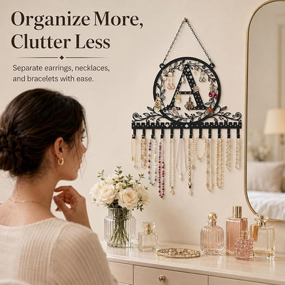 Wall-Mounted Metal Earring Holder Hanging Jewelry Organizer for Earrings and Necklaces Space-Saving Wall Display with Hooks for Jewelry Storage (jewelry stand A)