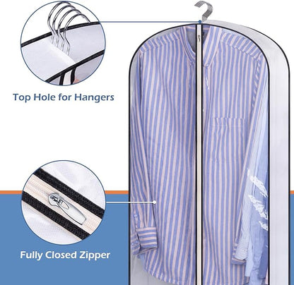 SLEEPING LAMB 40" Clear Garment Bags for Hanging Clothes Storage 4" Gusseted Suit Bags for Closet Storage Coat Cover for Shirts, Sweaters, Jackets (5 Packs)