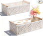 2 Pack Macrame Storage Baskets, Boho Decor Baskets Woven Storage Boxes for Organization Countertop Toilet Paper Basket for Home Decor Bedroom Nursery Livingroom Entryway, White