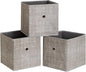 Foldable Storage Cubes Bins ,11 Inch Cloth Storage Cube Fabric Storage Box Cubes Organizer Baskets with Handles for Home Organizer Set of 3 (Cowboy Grey)