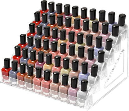 Nimiah 6-Layer Nail Polish Storage - Clear Acrylic Vanity Display Rack Nail Polish Holder Organizer Holds up to 72 Bottles Essential Oils Ink Stand