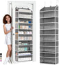 Gray 5 Layers Over The Door Organizer, Heavy Duty Hanging Organizer with Clear Window, 5 Large Pockets & 10 Mesh Side Pockets for Bedroom, Bathroom, Pantry, Nursery, Stores Shoes, Diapers