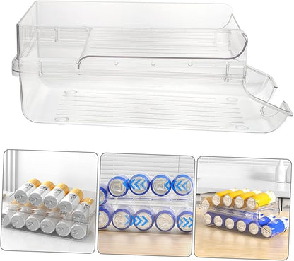 Soda Can Organizer for Fridge Transparent Beverage Holder Space-saving Drink Dispenser for Refrigerator and Pantry Storage