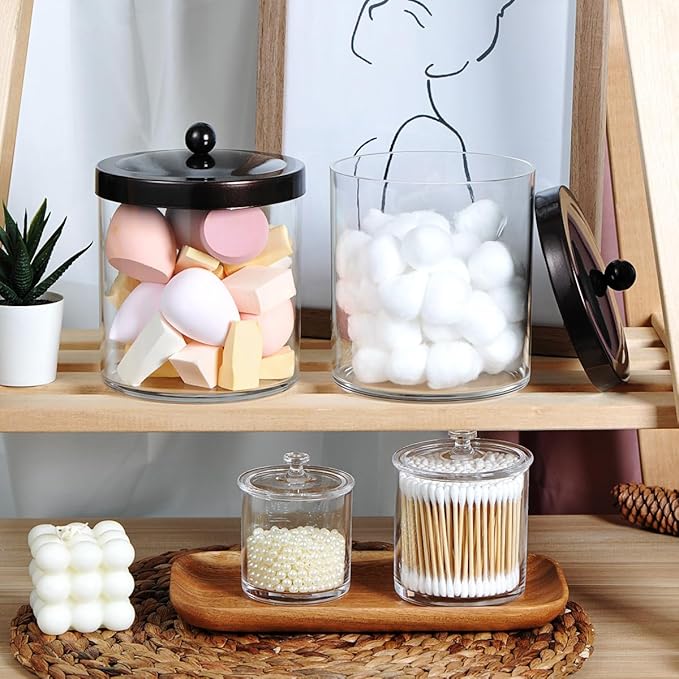 SheeChung 50oz Large Apothecary Jar with Bronze Rust-Proof Lid - Shatterproof Plastic Laundry Pods Container - Rustic Farmhouse Decor Storage Jar for Bathroom Vanity, Kitchen, & Scent Bead