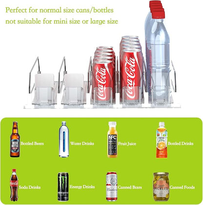 IBORING Drink Organizer for Fridge,Self Pushing Fridge Drink Organizer,Automatic Drink Dispenser for Fridge-Holds up to 15 Cans, 14.96inch, White