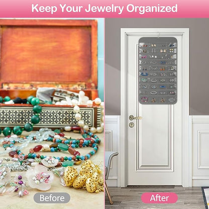 2 Pack Hanging Jewelry Organizer, 80 Clear Pockets earring organizer and storage, Accessories holder organizer for Closet, Jewelries, Necklace, Travel