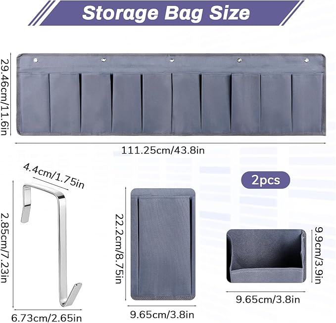 SHENLIU 2 Pcs RV Shoe Pockets 10 Pockets Heavy Hanging Bedside Pocket Shoe Storage Organizer with Sturdy Hooks Storage Pocket Hangs on Bed for Shoes Bottle Toiletry and Tool Accessories
