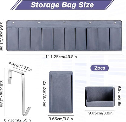 SHENLIU 2 Pcs RV Shoe Pockets 10 Pockets Heavy Hanging Bedside Pocket Shoe Storage Organizer with Sturdy Hooks Storage Pocket Hangs on Bed for Shoes Bottle Toiletry and Tool Accessories