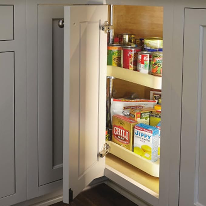 REV-A-SHELF Polymer Kidney-Shaped 2-Shelf Lazy Susans for Corner Base Cabinets