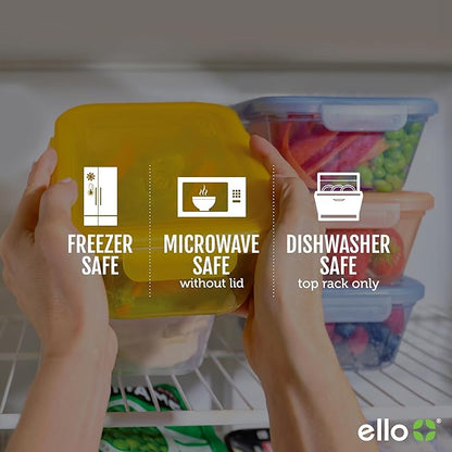 Ello Snap & Nest 10-Piece 4.5 Cup Plastic Meal Prep Set, Reusable Food Containers for Healthy Eating, Freezer, Dishwasher Safe, Desert Festival