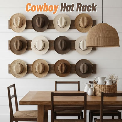 20 Pack Hat Hooks for Wall, 2.8‘’ Strong Adhesive Cowboy Hat Rack with Anti-Slip Teeth, Suitable Sun Hats, Fedora, Wide Brim Hats Organizer for Baseball Caps, Western Room Decor, Black