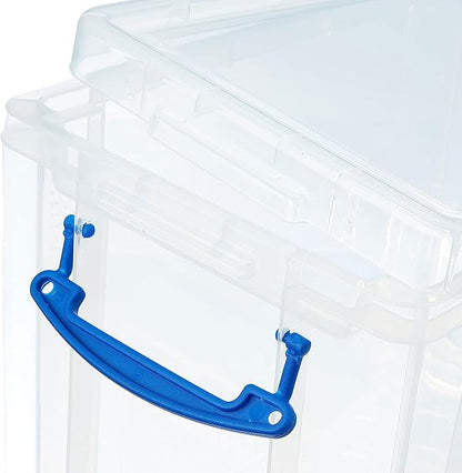 Really Useful Box 19 Liter Plastic Stackable Storage Container w/Snap Lid & Built-in Clip Lock Handles for Home & Office Organization, Clear (5 Pack)