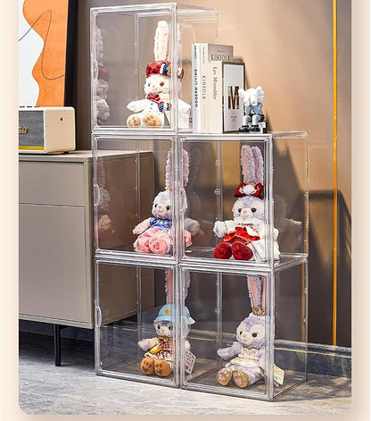 Clear Plastic Stackable Storage Bins, Clear Shoe Box, Dustproof Book & Cosmetic Display Cases, Large Figures Collectibles Showcase, Shoe Storage Boxes, Bag Organizer (2, TransparentXL-2 Pack)