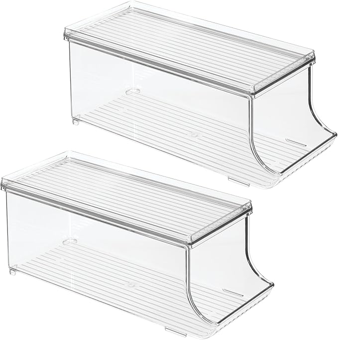 iDesign Soda Can Organizer with Lid for Pantry or Refrigerator - Set of 2 - Clear - Made in USA