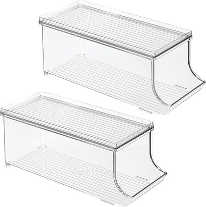 iDesign Soda Can Organizer with Lid for Pantry or Refrigerator - Set of 2 - Clear - Made in USA