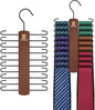 ZEDODIER 2 Packe Wooden Tie Rack, Tie Hanger for Men Closet, 40 Storage Capacity, Non-Slip Rotatable Tie Organizer, Hanging Space Saving Holder, Vintage