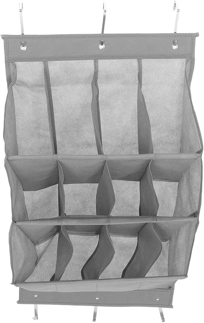 CALLARON Foldable over Door Shoe Organizer 12-grid Hanging Storage Rack Breathable Mesh Shoe Holder for Sneakers Boots Slippers Closet Door Storage