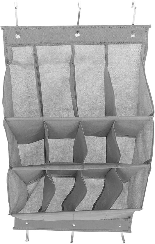 CALLARON Foldable over Door Shoe Organizer 12-grid Hanging Storage Rack Breathable Mesh Shoe Holder for Sneakers Boots Slippers Closet Door Storage