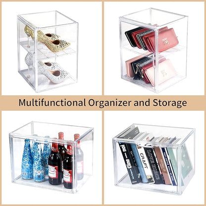 starogegc 2Pack Makeup Organizer Storage, Large Capactiy Acrylic Bathroom Organizer, Clear Cosmetics Organizer Bins with Division Board for Vanity, Skincare, Countertop Storage and Display Case