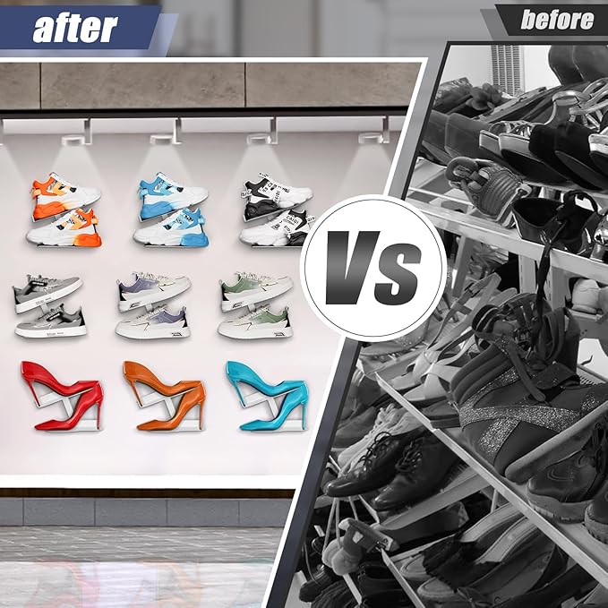 2 Pcs Floating Shoe Display Shelves for Wall Mount,H-Type Sturdy Levitating Shoe Wall Shelf,Sneaker Holders Rack for Shoes Collectors Advertising Exhibition Shoe Store Show Shoe Shelf for Wall White