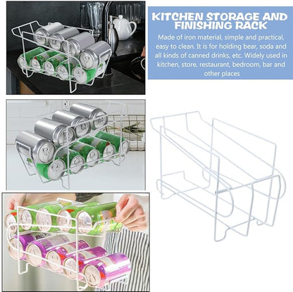 Cabilock Soda Can Organizer for Refrigerator 10 Beer Cans Holder Sturdy Iron Beer Shelf for Bar Kitchen