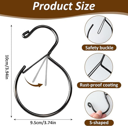 4 Pack Belt Hanger for Closet, Multipurpose Closet Hanger with S Hook, Rust-Resistant Metal Belt Organizer & Tie Rack for Belts, Ties, Scarves, Hats, Bags, Space Saving Wardrobe Storage (Black)